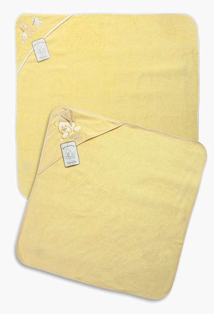 Žuti peškir za bebe meda 75x75 - Peškir za bebe sa kapuljačom